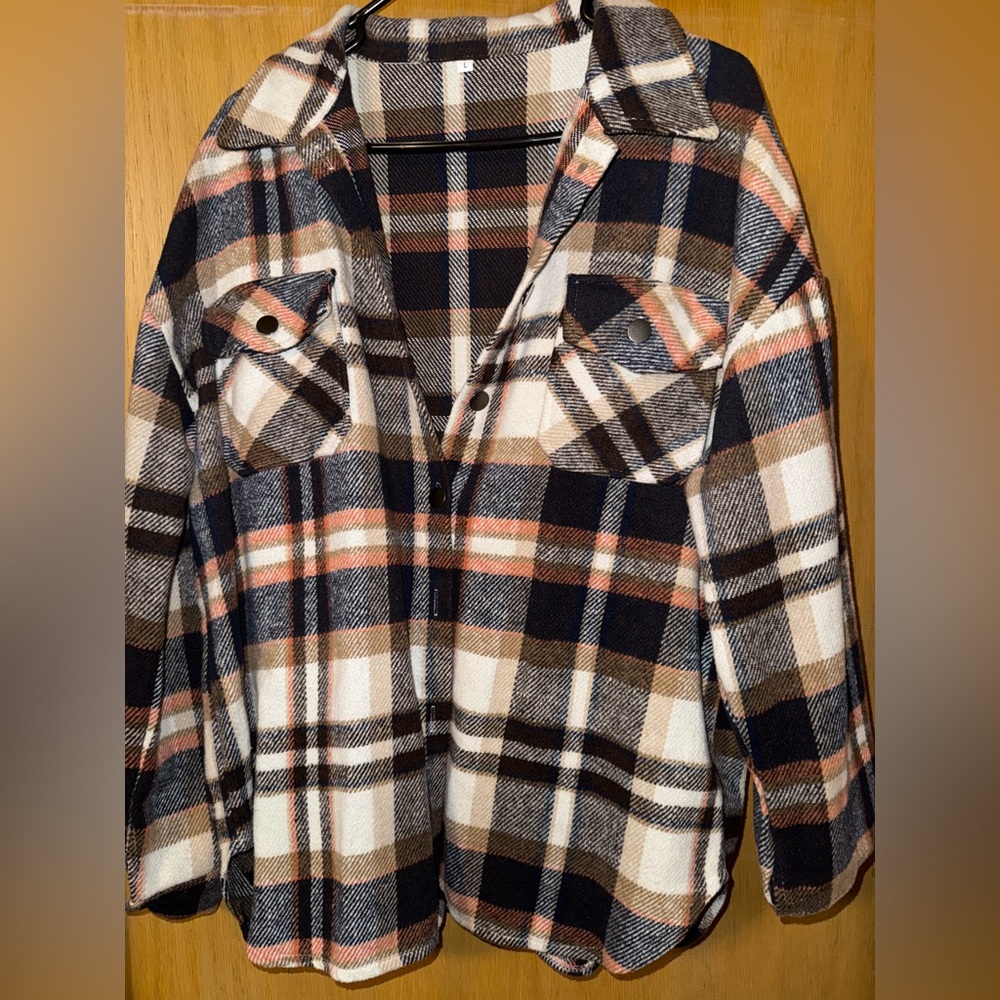 Plaid Button-Up Sweater/Jacket